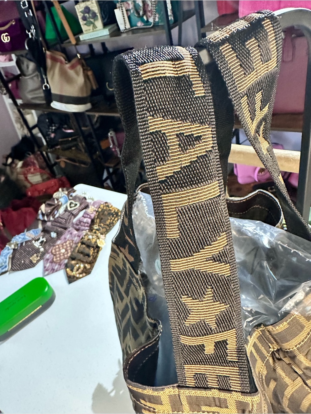 Fendi Brown FF Zucca Canvas Tote with Logo Strap - Picture 9 of 11